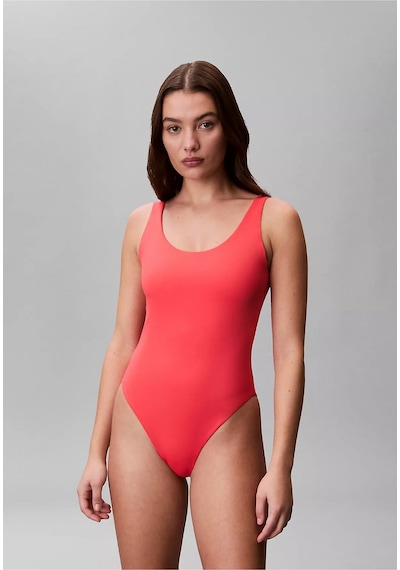 Calvin Klein Kadın Askılı Ck Yazı Desenler Slip Sırt Dekolte Esnek Kumaş Pembe Mayo-16186