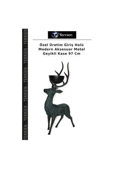 Özel Üretim Giriş Holü Modern Aksesuar Metal Geyikli Kase 97 Cm