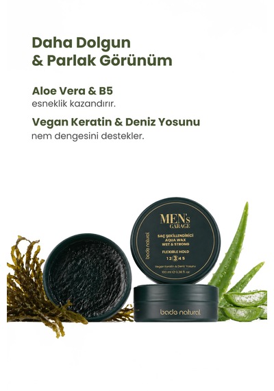 Bade Natural Men's Garage Saç Şekillendirici Aqua Wax 100 Ml