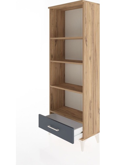 Arges Dolap 4 Raflı Tek Çekmeceli 60x30x163 Çam-antrasit Atlas Çam