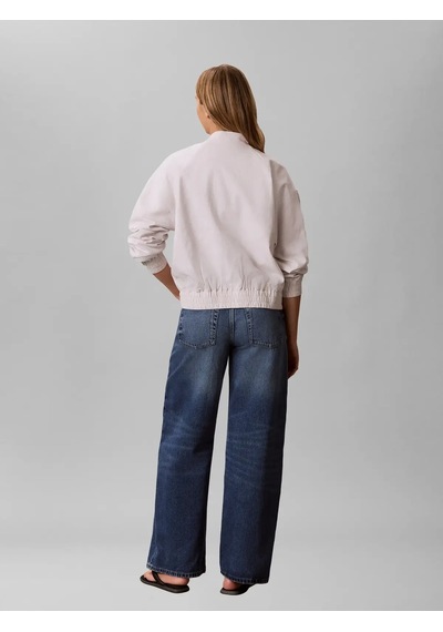 Calvin Klein Lınen Bomber Jacket, Gna, Xxs Beyaz Kadın Ceket