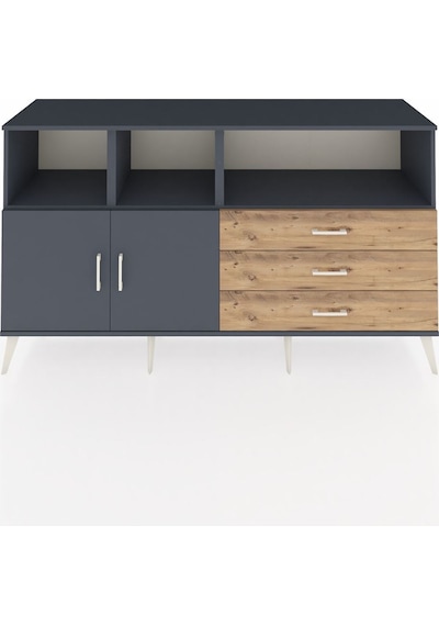 Hyperion Konsol 5 Raflı 3 Çekmeceli 2 Kapaklı 176x44x99 Antrasit- Antrasit-antrasit/çam