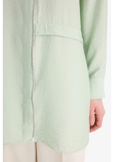 Defacto Relax Fit Uzun Kollu Tesettür Gömlek Tunik F1357ax25smgn1181 Yeşil
