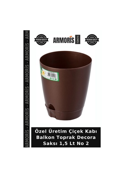 Özel Üretim Çiçek Kabı Balkon Toprak Decora Saksı 1,5 Lt No 2