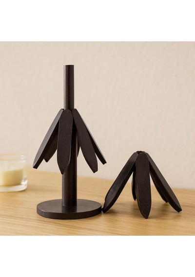 Bambu Ahşap Katlanır Nihale 20 Cm - Standlı, Yaprak Desenli 2'li Naturel