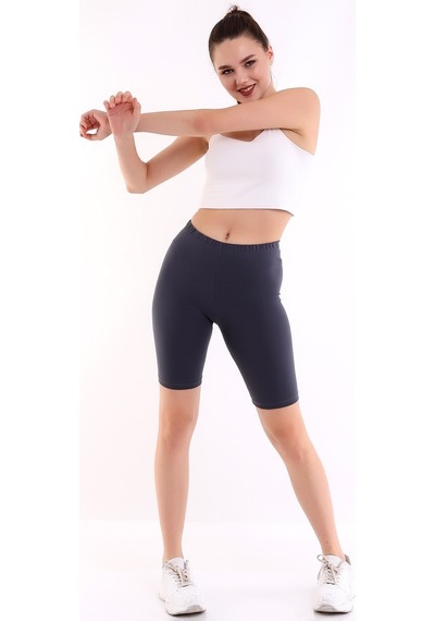 Self Clothing Kadın Koyu Gri Penye Kumaş Yüksek Bel Kısa Tayt Slf1295