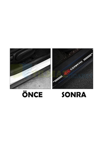 Kia Cerato Logo Karbon Kapı Eşiği Koruma Oto Sticker 4 Parça