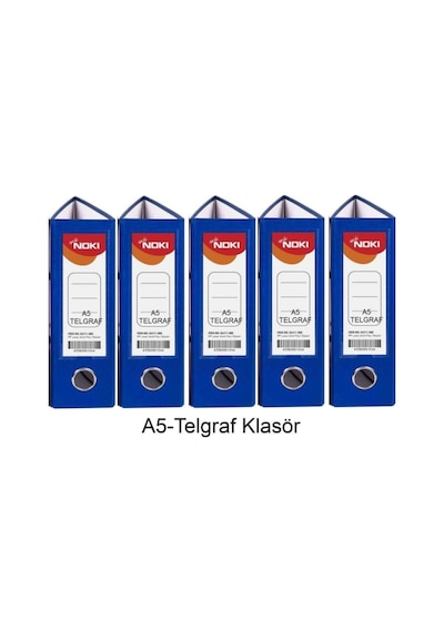 Telgraf Klasör Mavi Geniş A5 Plastik 5 Adet