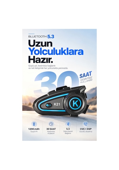 Su Geçirmez Motosiklet Kask Bluetooth Kulaklık K21s