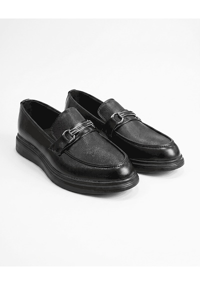 Bys Beystil Erkek Siyah Mat Corcik Tokalı Loafer Ayakkabı