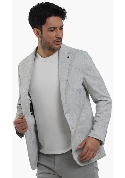 Dufy Haki Erkek Slim Fit Armürlü Mono Yaka Ceket - 104433-haki Haki