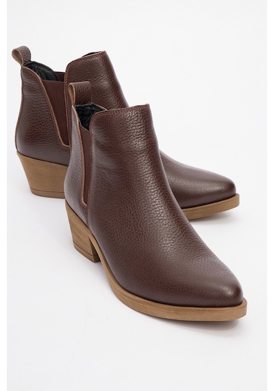 Luvishoes Luvi Shoes Dovena Kahve Floter Hakiki Deri Lastikli Kadın Topuklu Bot kahverengi