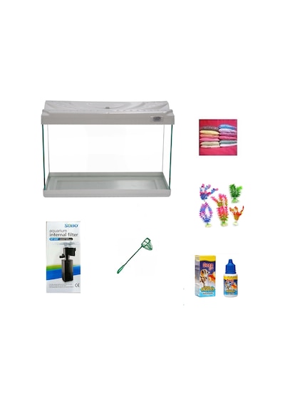 Kanki Pet 3518 Akvaryum Hazır Set Beyaz 35 CM