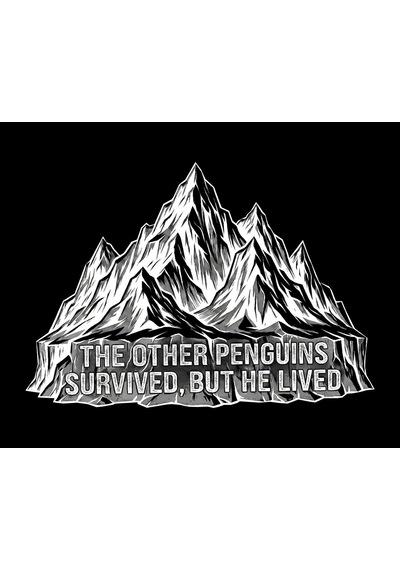 Erkek Nihilist Penguen Baskılı 3 İplik Pamuklu Kapüşonlu Sweatshirt Hoodie Siyah