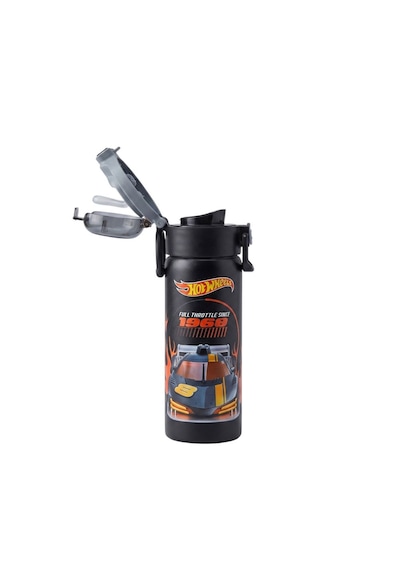 Hot Wheels Çift Fonksiyon Kapaklı Çelik Matara 600ml 3821 Siyah