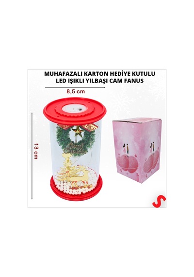 Yılbaşı Led Işıklı Ağaç Ve Geyikli Cam Fanus, 13cm X 8,5cm