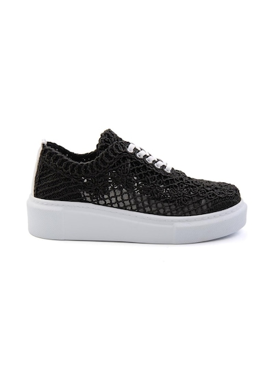 Siyah Hakiki Deri Kadın Sneaker K01303018716 Siyah