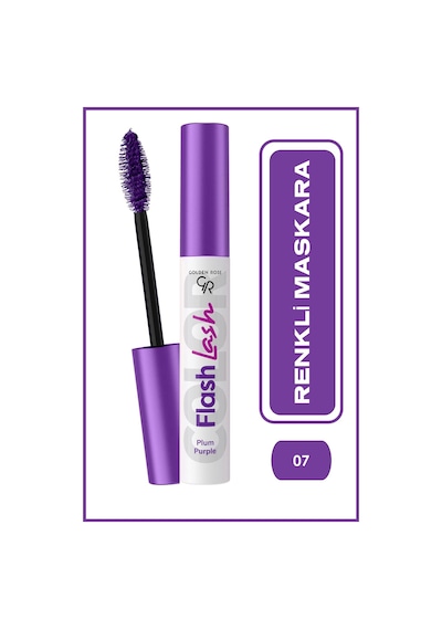 Golden Rose Suya Dayanıklı Förmüllü Hacim Veren Flash Lash Renkli Maskara 07 Plum Purple