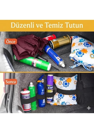 Bagaj Düzenleyici Organizer Araç Ve Oto Sabitleyici Şerit 3'lü Set Cırtlı