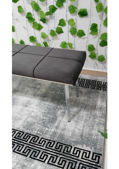 Özcan Metal Krom Bench Mutfak Salon Antre Yatak Odası Puf Bank Antrasitgri