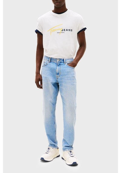 Tommy Jeans Erkek T Shirt Dm0dm20817 Ybl Beyaz Beyaz