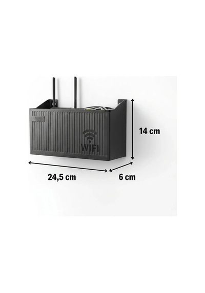 Duvar Tipi Wi-fi Modem Saklama Kutusu Siyah Kablo Düzenleyici Router Raf Organizer 5468