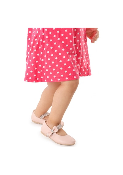 Kiko Kids Cırtlı Kız Çocuk Taşlı Babet Ayakkabı 252 Cilt Pudra 001