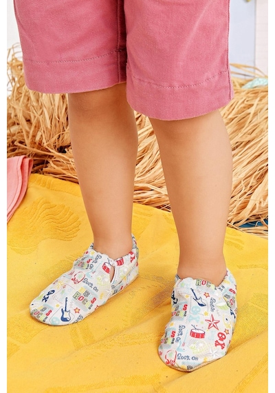 Boys Rock Kaydırmaz Taban Bebek Yazlık Patik Mavi , Ev Botu Terliği Kreş Ayakkabısı Panduf F-824 Mavi