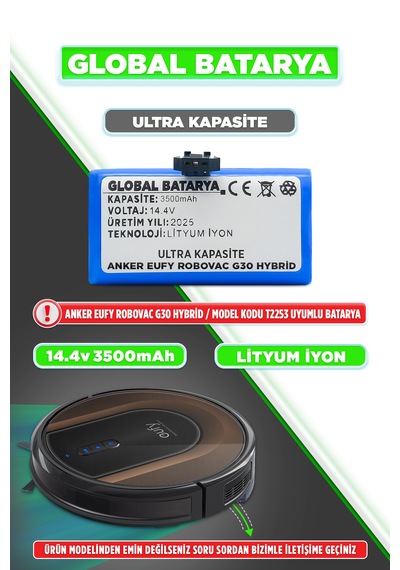 Anker Eufy Robovac G30 Hybrid Uyumlu Batarya 3500mah