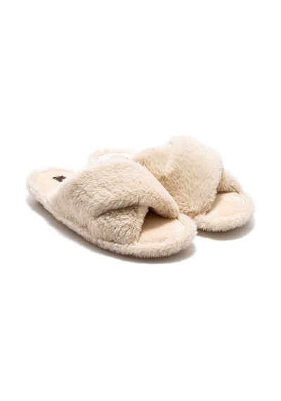 Twigy Çapraz Peluş Kadın Ev Terliği Bej 36/41 CC0188 Bej