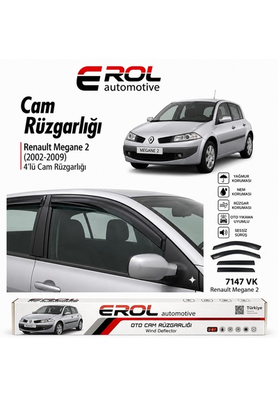 Renault Megane 2 2002-2009 4'lü Mugen Cam Rüzgarlığı