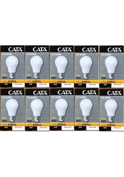 Cata Ct-4266 12w Watt Led Ampul 6500k E27 Duy Beyaz Işık 10 Lu