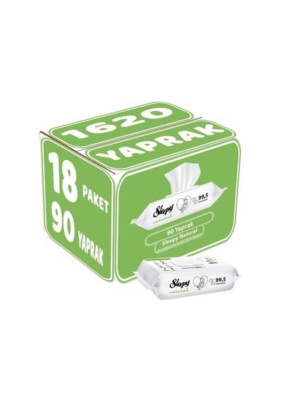 Sleepy Natural Yenidoğan Islak Havlu Mendil 90 Yaprak 18'li
