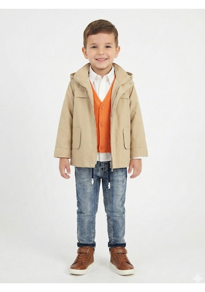 Xo Kids Erkek Çocuk 4lü Alt Üst Takım 2-5 Yaş 12210 Ekru - Turuncu
