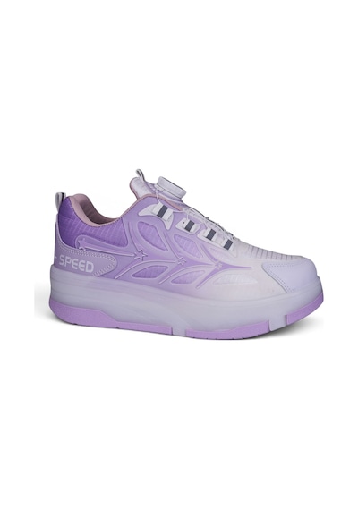 Nstil Unisex Yetişkin Çocuk Spor Ayakkabı Akıllı Bağcıklı Çıkarılabilen Patenli Işıklı Sneaker 003 Mor