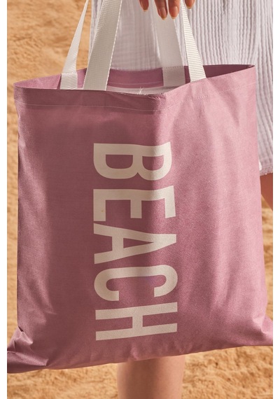 Lila Beach Desen Baskılı Plaj Çantası Lila