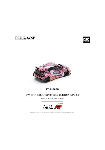 Pop Race 1:64 Eva Rt Production Model Custom Type-08 Goodride Gr Yaris Pr640220 Diecast Model Araba Pembe