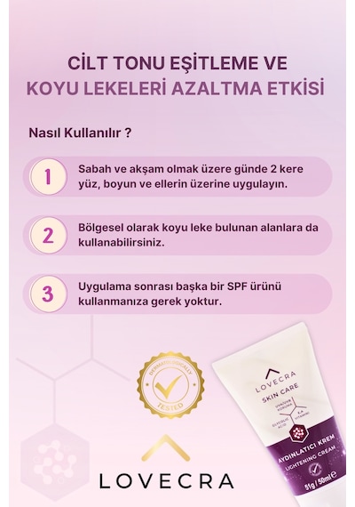 Aydınlatıcı Krem Yoğun Nemlendirici Beyazlatıcı Leke Karşıtı E & A Vitamini Glycolic Asit 50ml
