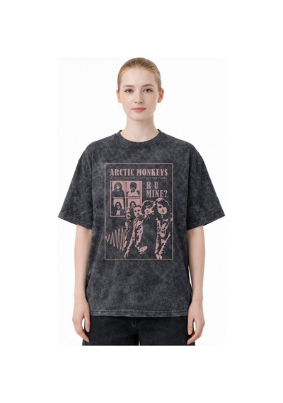 Sevbano Arctic Monkeys Müzik Grubu Baskılı Unisex Oversize Eskitme Yıkama Siyah