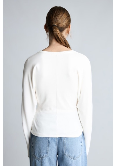 Defacto %100 Pamuk Dikiş Detaylı Slim Fit Bisiklet Yaka Uzun Kollu Basic Tişört I8183ax26auer105 Ekru-er105