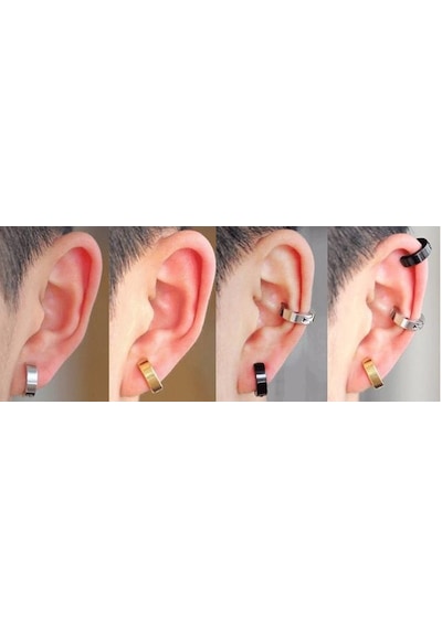 3 MM Sıkıştırmalı Unisex Erkek Çelik Küpe Deliksiz Kulaklara Mse1