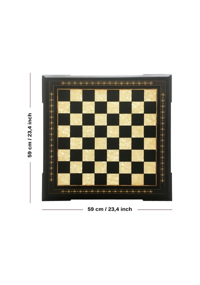 Helena Wood Art El Yapımı Masif Ahşap Sedefli Satranç Tablası 59 x 59 CM