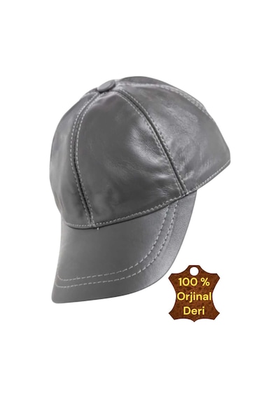 Tezzgelsin Unisex %100 Deri Arkadan Ayarlanabilir Baseball Kep Şapka Antrasit