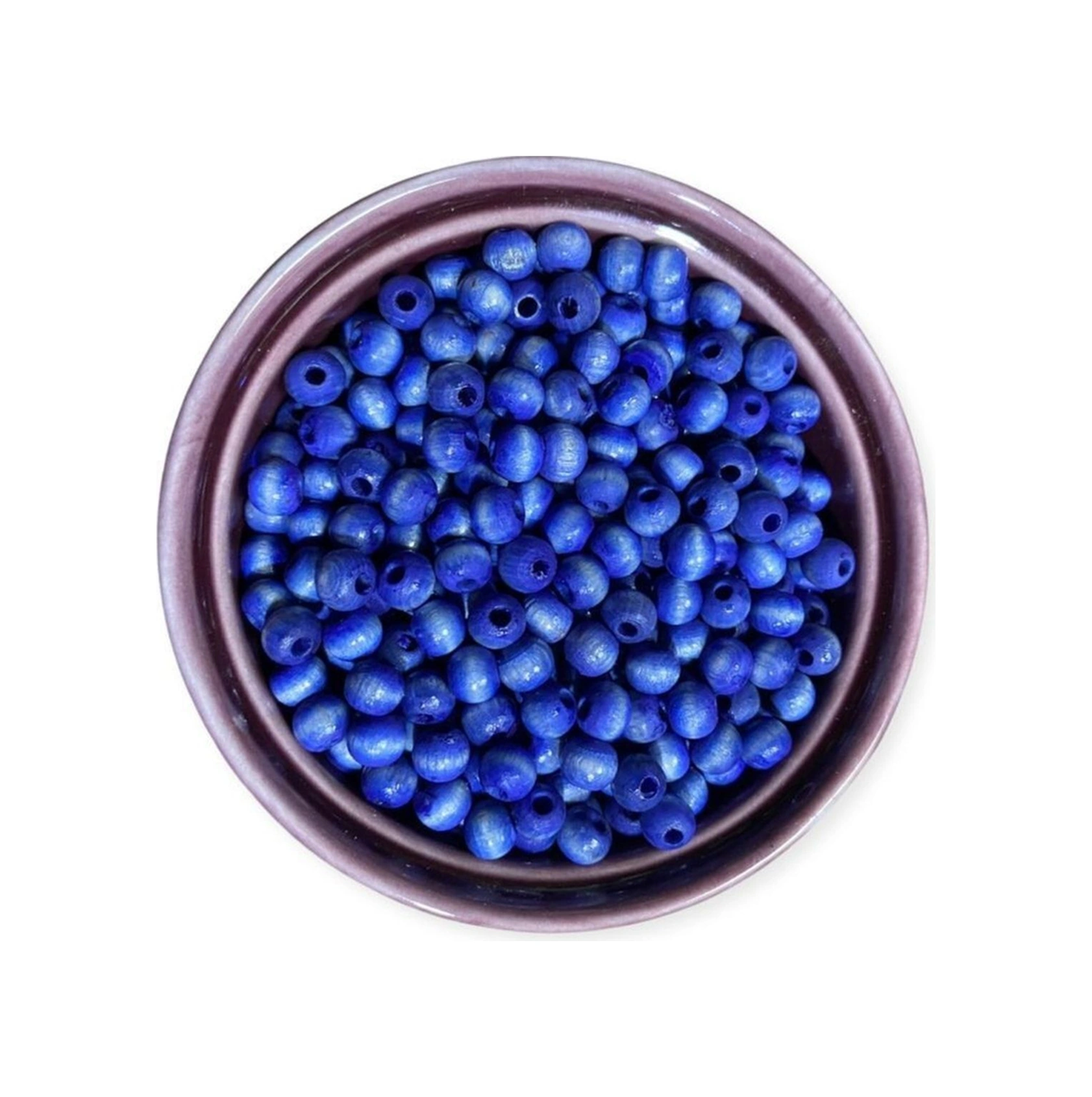 6 Mm Koyu Mavi Ahşap Boncuk - Dekor Boncuğu , Makrome Boncuğu 50 Gr , Ort 350-400 Adet