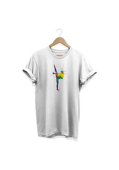 Karete Baskılı Beyaz T-shirt Beyaz