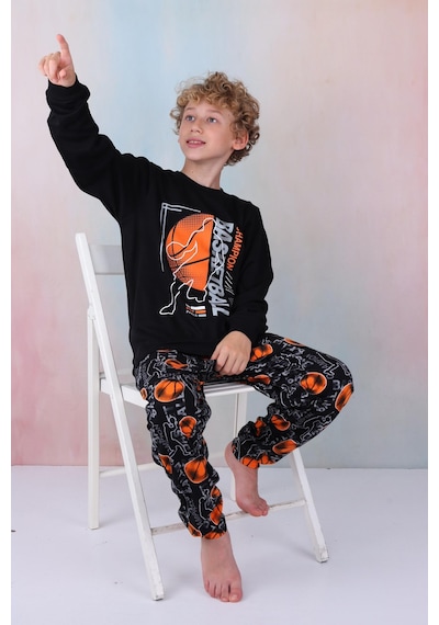 Yeni Sezon Erkek Çocuk Gez Garson Basketball Uzun Kollu Pamuk İnterlok Pijama Takımı 5154-siyah Siyah Yeni Sezon Erkek Çocuk Gez Garson Basketball Uzun Kollu Pamuk İnterlok Pijama Takımı 5154-siyah Siyah