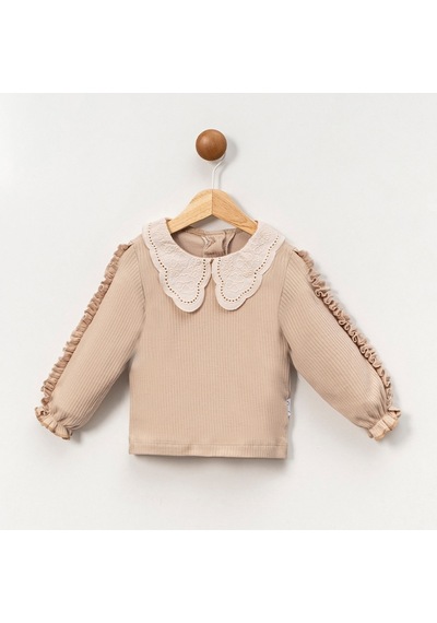 Kız Çocuk 1-2-3-4 Yaş Dantel Yakalı Fırfırlı Kol Sweat %100 Pamuk Kahverengi Kız Çocuk 1-2-3-4 Yaş Dantel Yakalı Fırfırlı Kol Sweat %100 Pamuk Kahverengi