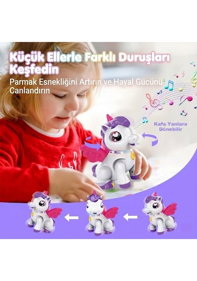 Eğitici Müzikli Işıklı Hareketli Unicorn Emekleme Arkadaşım - Bebek Yürüyüş Ve Emekleme Oyuncağı Hayvanlar