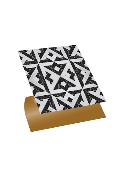 Tink Kendinden Yapışkanlı Siyah-beyaz Desenli Pvc Karo 30x30 Cm