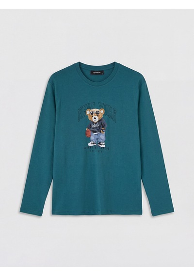 Lc Waikiki Lc Waıkıkı Petrol Regular Fit Teddy Baskılı Erkek Pijama Takımı